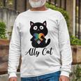 Rainbow Ally Cat Lgbt Gay Pride Flag Heart Long Sleeve T-Shirt T-Shirt Gifts for Old Men