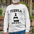 Tequila Made Me Do It Cute Long Sleeve T-Shirt T-Shirt Gifts for Old Men