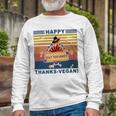 Turkey Happy Thanks Vegan Turkey Vintage Retro Unisex Long Sleeve Gifts for Old Men