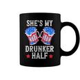 4Th Of July Matching Couple Shes Is My Drunker Half Coffee Mug