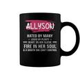 Allyson Name Gift Allyson Hated By Many Loved By Plenty Heart On Her Sleeve Coffee Mug