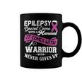 Epilepsy Doesnt Come With A Manual It Comes With A Warrior Who Never Gives Up Purple Ribbon Epilepsy Epilepsy Awareness Coffee Mug