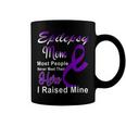 Epilepsy Mom Most People Never Meet Their Hero I Raised Mine Purple Ribbon Epilepsy Epilepsy Awareness Coffee Mug