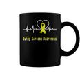 Ewings Sarcoma Awareness Heartbeat Yellow Ribbon Ewings Sarcoma Ewings Sarcoma Awareness Coffee Mug