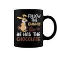 Follow The Bunny He Has Chocolate Coffee Mug