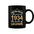 January 1934 Birthday Life Begins In January 1934 V2 Coffee Mug
