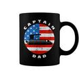 Mens Captain Dad Pontoon Boat Retro Us Flag 4Th Of July Boating Coffee Mug