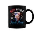 Red White And Moo 4Th Of July Cow Usa Flag Farmer Patriotic Coffee Mug