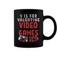 V Is For Video Games Funny Valentines Day Gamer Boy 583 Trending Shirt Coffee Mug