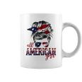 All American Girl Messy Hair Bun Woman Patriotic 4Th Of July Coffee Mug