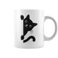 Black Cat Peeking Coffee Mug