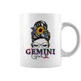 Gemini Girl Birthday Messy Bun Hair Sunflower Coffee Mug