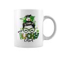 One Lucky Cna Messy Bun Shamrocks St Patricks Day Coffee Mug