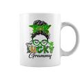 One Lucky Grammy St Patricks Day Messy Bun Mom Irish Coffee Mug