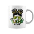 One Lucky Kid Messy Bun Shamrock St Patricks Day Coffee Mug