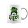 One Lucky Mama St Patricks Day Irish Shamrock Messy Bun Mom Coffee Mug