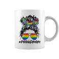 Proud Mom Lgbt Gay Pride Messy Bun Rainbow Lgbtq Coffee Mug