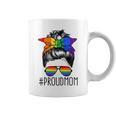 Proud Mom Messy Hair Bun Lgbtq Rainbow Flag Lgbt Pride Ally V3 Coffee Mug