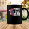 Peace Love Freedom America Usa Flag Sunflower Coffee Mug Unique Gifts