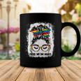 Womens Free Mom Hugs Messy Bun Lgbt Pride Rainbow V2 Coffee Mug Unique Gifts