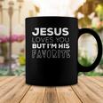 Womens Jesus Loves You But Im His Favorite Funny Christian V Neck Coffee Mug Unique Gifts
