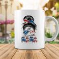 4Th Of July All American Mama Bleached Messy Bun Funny Coffee Mug Funny Gifts