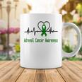 Adrenal Cancer Awareness Heartbeat Green Ribbon Adrenal Cancer Adrenal Cancer Awareness Coffee Mug Funny Gifts