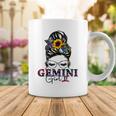 Gemini Girl Birthday Messy Bun Hair Sunflower Coffee Mug Funny Gifts