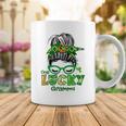 One Lucky Grammy Messy Bun Leopard St Patricks Day Coffee Mug Funny Gifts