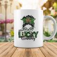 One Lucky Grammy St Patricks Day Messy Bun Leopard Coffee Mug Funny Gifts