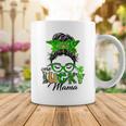 One Lucky Mama St Patricks Day Irish Shamrock Messy Bun Mom Coffee Mug Funny Gifts