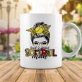 Softball Mom Leopard Mom Messy Hair Bun Mothers Day Coffee Mug Funny Gifts