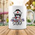 Stna All American Nurse Messy Buns Hair 4Th Of July Day Usa Coffee Mug Funny Gifts