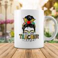 Teacher Life Messy Bun Hair Women Teachers Day Coffee Mug Funny Gifts