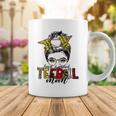 Teeball Mom Leopard Ball Mom Messy Hair Bun Mothers Day Coffee Mug Funny Gifts