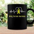 Ewings Sarcoma Awareness Heartbeat Yellow Ribbon Ewings Sarcoma Ewings Sarcoma Awareness Coffee Mug Gifts ideas