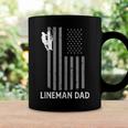 Mens Lineman Dad American Flag Electric Cable Mens Lineman Coffee Mug Gifts ideas