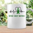 Adrenal Cancer Awareness Heartbeat Green Ribbon Adrenal Cancer Adrenal Cancer Awareness Coffee Mug Gifts ideas