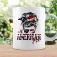 All American Girl Messy Hair Bun Woman Patriotic 4Th Of July Coffee Mug Gifts ideas