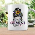 Gemini Girl Birthday Messy Bun Hair Sunflower Coffee Mug Gifts ideas