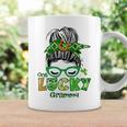 One Lucky Grammy Messy Bun Leopard St Patricks Day Coffee Mug Gifts ideas