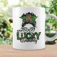 One Lucky Grammy St Patricks Day Messy Bun Leopard Coffee Mug Gifts ideas