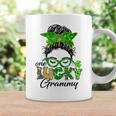 One Lucky Grammy St Patricks Day Messy Bun Mom Irish Coffee Mug Gifts ideas