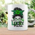 One Lucky Mama Messy Bun Shamrock St Patricks Day Coffee Mug Gifts ideas