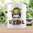 Softball Mom Leopard Mom Messy Hair Bun Mothers Day Coffee Mug Gifts ideas