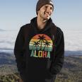 Aloha Hawaii Hawaiian Island Palm Beach Surfboard Surf Retro Hoodie Lifestyle