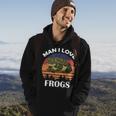 Man I Love Frogs Funny Retro Frog Hoodie Lifestyle