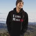 Ultra Maga Retro Style Red And White Text Hoodie Lifestyle