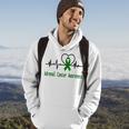 Adrenal Cancer Awareness Heartbeat Green Ribbon Adrenal Cancer Adrenal Cancer Awareness Hoodie Lifestyle