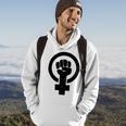 Feminist Raised Fist - Distressed Fitted Hoodie Lifestyle